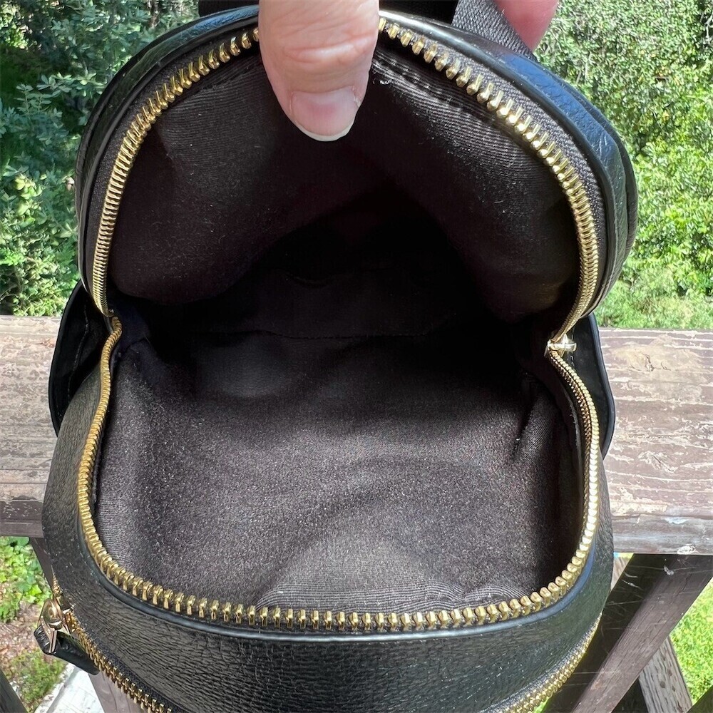 COACH Black Pebble Leather Mini Backpack Shoulder Bag w Gold Hardware AUTHENTIC - Picture 11 of 16